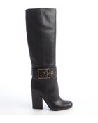 Gucci Black Leather Large Buckle Heel Boots - Lyst