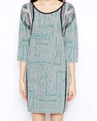 See By Chloé 34 Sleeve Paneled Wool Mix Dress - Lyst