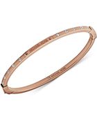 Michael Kors Rose Gold-Tone Crystal Logo Plaque Bracelet - Lyst