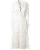 Valentino Ivory Silk And Lace Long Dress - Lyst