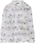 Theory Brindan Printed Silk-Chiffon Top - Lyst