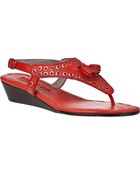 Robert Zur Eyelet Tassel Wedge Sandal Coral Leather - Lyst