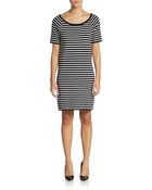 Michael Kors Striped Cotton Shift Dress - Lyst