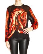 Roberto Cavalli Shirt Silk Print Fire Waves - Lyst