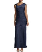 Halston Heritage Ruched Jersey Mesh-Inset Gown - Lyst