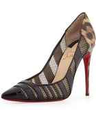Christian Louboutin Bandy Mesh Stripe Red Sole Pump - Lyst