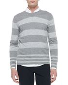 Vince Long-Sleeve Crewneck Striped Wool-Cashmere Sweater - Lyst