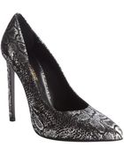 Saint Laurent Metallic Silver Textured Leather Pointed Toe Pumps - Lyst
