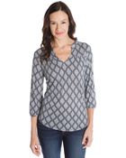 Lucky Brand Diamond Print Top - Lyst