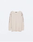 Zara Sequin Applique Sweater - Lyst