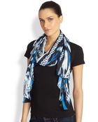 Roberto Cavalli Silk Printed Scarf - Lyst