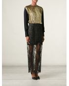 Alessandra Rich Metallic Lace Sheer Panel Dress - Lyst