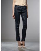 Patrizia Pepe Stretch Leather Trousers Tapered At The Ankle - Lyst