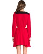 Donna Mizani Cut Out Flounce Dress in Red - Lyst