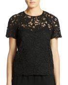 DKNY Lace Raglan Sleeve Tee - Lyst