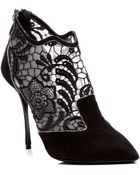 Nicholas Kirkwood Black Lace Embroidery Suede Bootie - Lyst