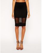 Asos Pencil Skirt With Sheer Panel - Lyst