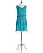 J Kara Cowl Neck Beaded Shift Dress - Lyst