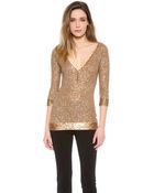 Donna Karan New York Elbow Sleeve Henley - Lyst