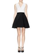 Alice + Olivia 'Tobin' Low Cut Combo Flare Dress - Lyst