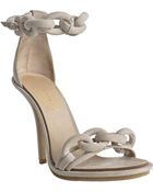 Balenciaga Vanilla Suede Chain Ankle Strap Sandals - Lyst