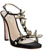 Prada Black Crepe Jeweled Sandals - Lyst