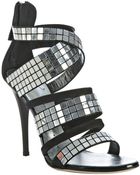 Giuseppe Zanotti Black Suede Mirrored Crisscross Sandals - Lyst