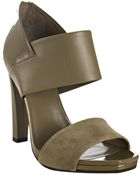 Gucci Brown Leather Zip Back Suede Toe Strap Sandals - Lyst