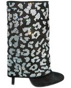 Balmain Crystal Leopard Flap Boots - Lyst