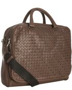 Bottega Veneta Brown Woven Leather Crossbody Briefcase - Lyst