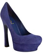 Saint Laurent Violet Suede Palais 105 Platform Pumps - Lyst