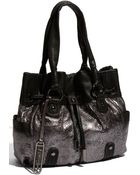 B. Makowsky Bella Drawstring Metallic Leather Shopper - Lyst