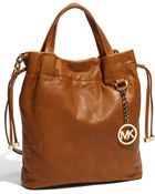 MICHAEL Michael Kors Medium Leather Drawstring Tote - Lyst