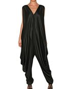 Saint Laurent Fluid Shiny Silk Jersey Jumpsuit - Lyst