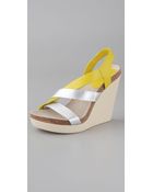 Jil Sander Wedge Sandals with Asymmetrical Straps - Lyst