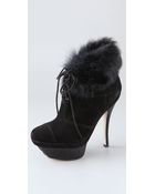 L.a.m.b. Pier Suede Booties with Rabbit Cuff - Lyst