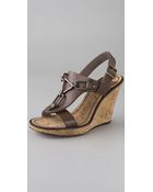 See By Chloé T Strap Cork Wedge Sandals - Lyst