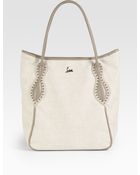 Christian Louboutin Suola Studded Linen Tote - Lyst