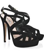 Miu Miu Multi-strap Suede Sandals - Lyst