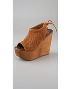 Jeffrey Campbell Snickers Open Toe Pumps On Wooden Wedge - Lyst
