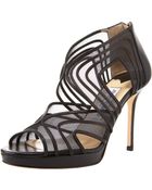 Jimmy Choo Mesh Cage Platform Sandal, Black - Lyst