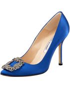 Manolo Blahnik Something Blue Satin Pump - Lyst