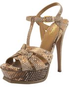 Saint Laurent Tribute Python Sandal - Lyst