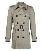 Burberry Taupe Short Cotton Trench Coat - Lyst
