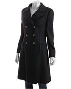 Gucci Black Wool Drill Double-breasted Logo Pocket Coat - Lyst