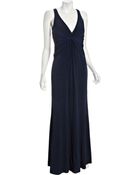 Laundry By Shelli Segal Navy Jersey V-neck Long Dress - Lyst