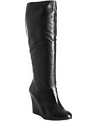Pour La Victoire Black Leather Shay Wedge Tall Boots - Lyst