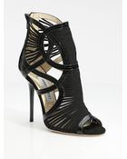 Jimmy Choo Emily Suede and Patent Leather Sandal Ankle Boot - Lyst