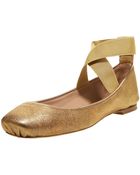 Chloé Crisscross Ballerina Flat, Bronze - Lyst