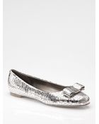 Ferragamo Varina Metallic Leather Ballet Flats - Lyst